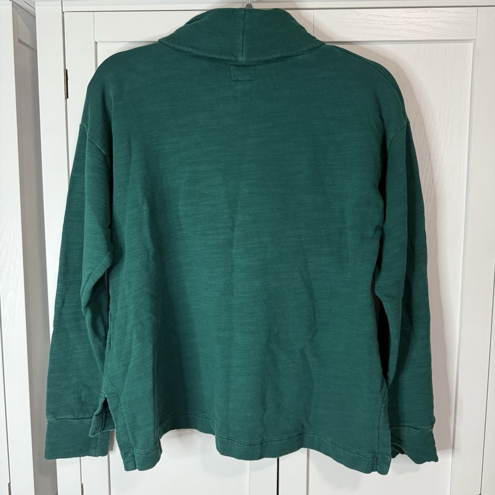 J.Crew Vintage Cotton Terry Turtleneck Green Womens Small Cozy Holiday Top - Picture 5 of 5